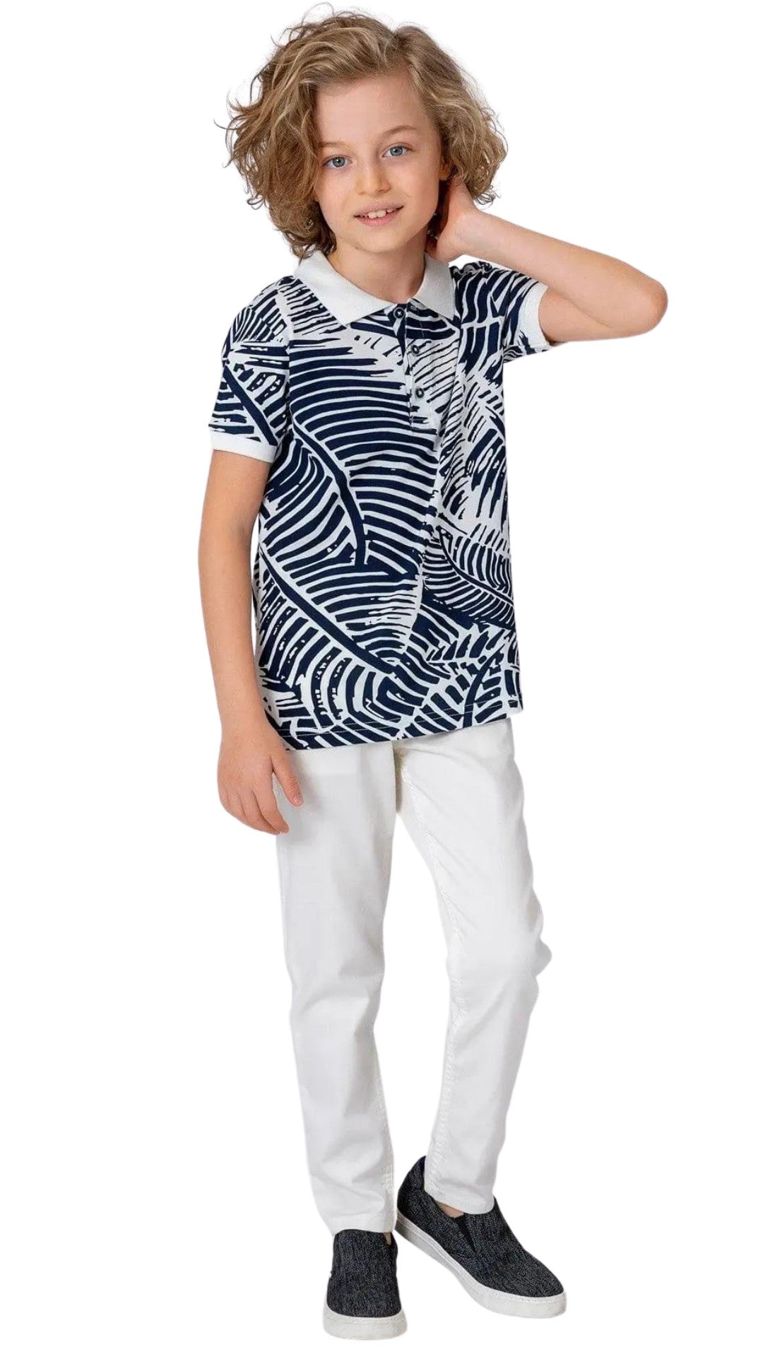 InCity Boys Toddler Tween 1-14 Years Short Sleeve Printed Eddy Polo Shirt InCity Boys Girls