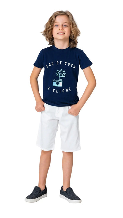 InCity Boys Tween 1-14 Years Regular Fit White Casual Cotton Loaf Shorts InCity Boys Girls