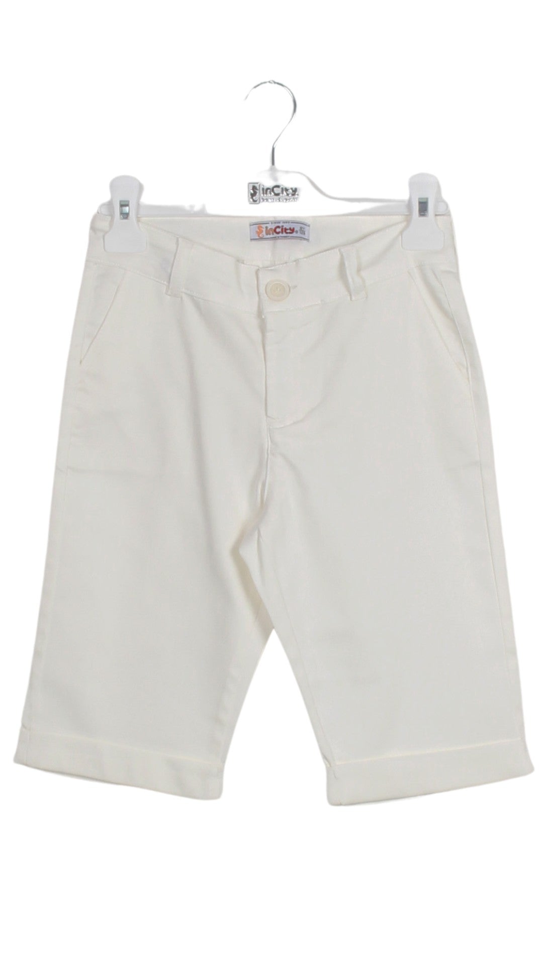InCity Boys Tween 1-14 Years Regular Fit White Casual Cotton Loaf Shorts InCity Boys Girls