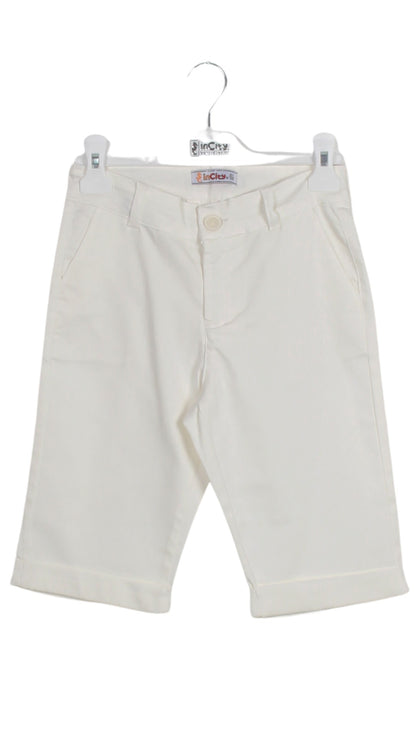 InCity Boys Tween 1-14 Years Regular Fit White Casual Cotton Loaf Shorts InCity Boys Girls