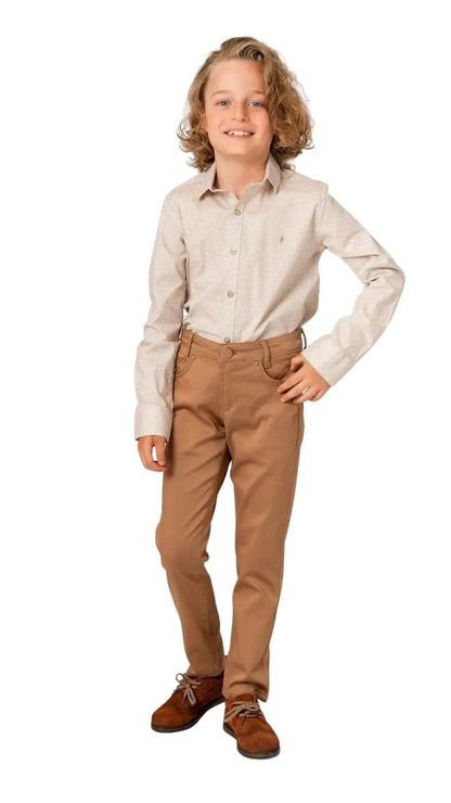 InCity Boys Tween 7-14 Years Black Beige Long Sleeve Button-Down Fashion Stepney Fashion Dress Shirt InCity Boys & Girls