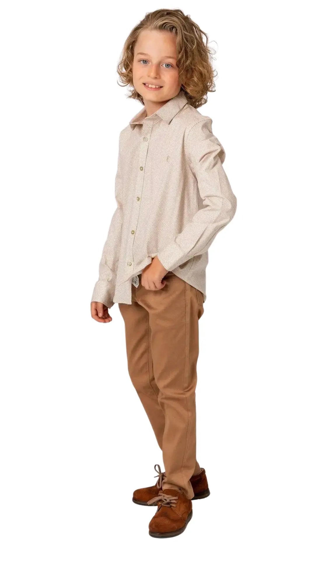 InCity Boys Tween 7-14 Years Black Beige Long Sleeve Button-Down Fashion Stepney Fashion Dress Shirt InCity Boys & Girls
