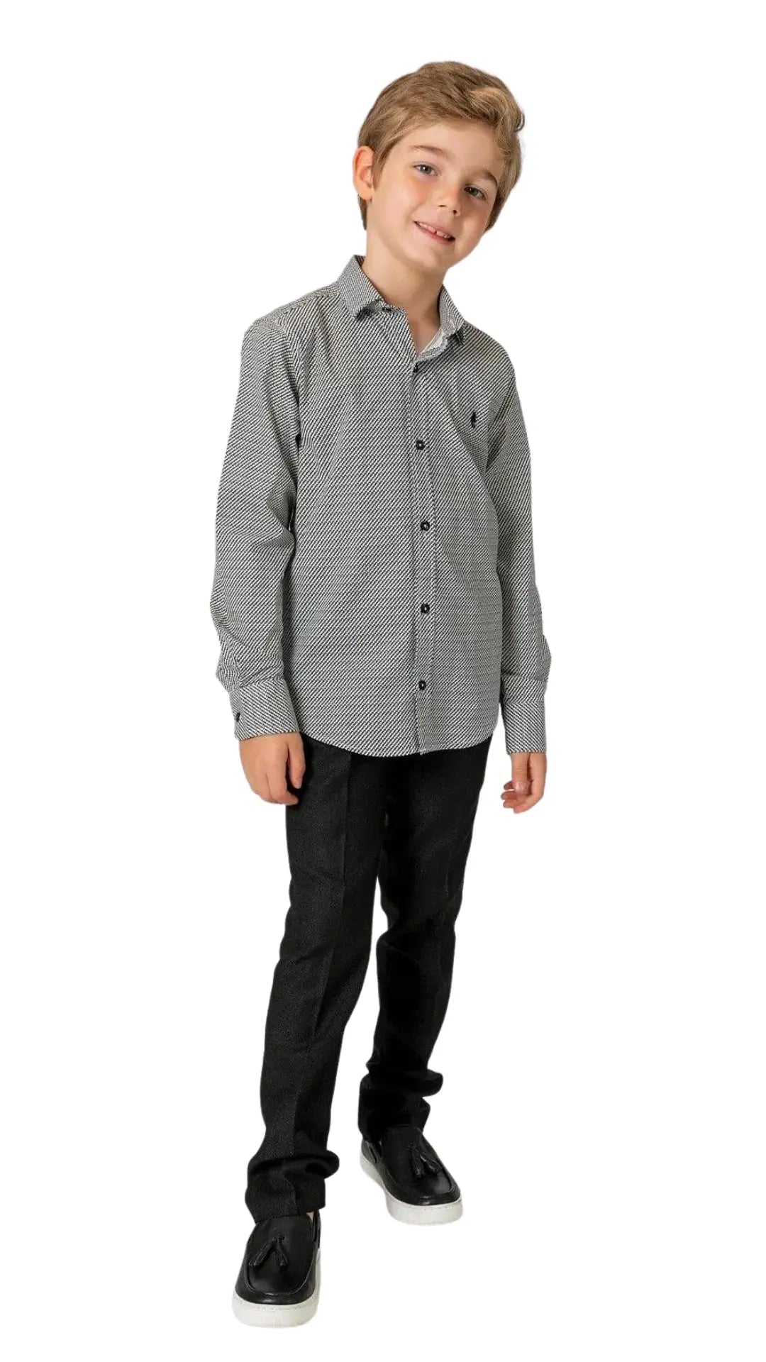 InCity Boys Tween 7-14 Years Black Brown Long Sleeve Button-Down Fashion Hackney Dress Shirt InCity Boys & Girls