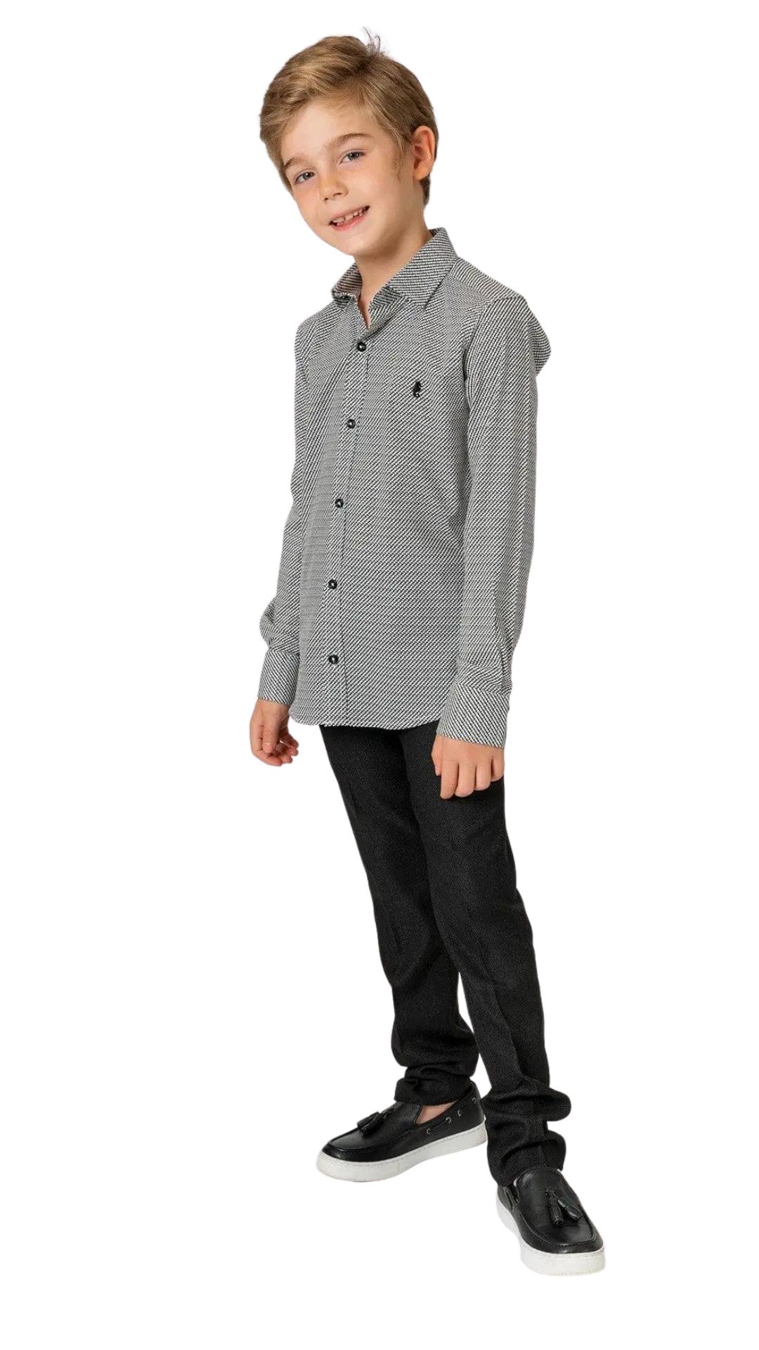 InCity Boys Tween 7-14 Years Black Brown Long Sleeve Button-Down Fashion Hackney Dress Shirt InCity Boys & Girls