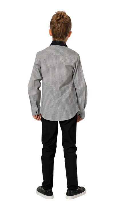 InCity Boys Tween 7-14 Years Black Dark Green Long Sleeve Button-Down Fashion Vilens Dress Shirt InCity Boys & Girls