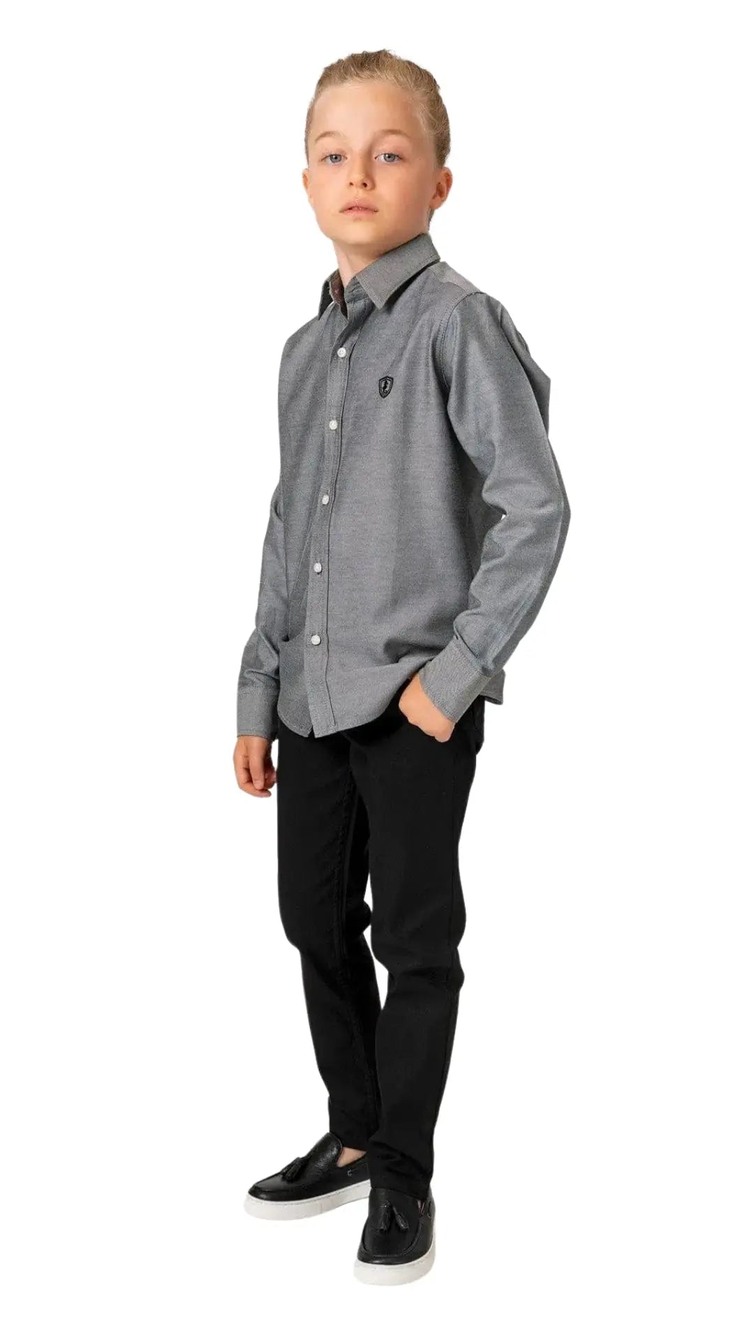 InCity Boys Tween 7-14 Years Black Long Sleeve Button-Down Fashion Shaun Dress Shirt InCity Boys & Girls