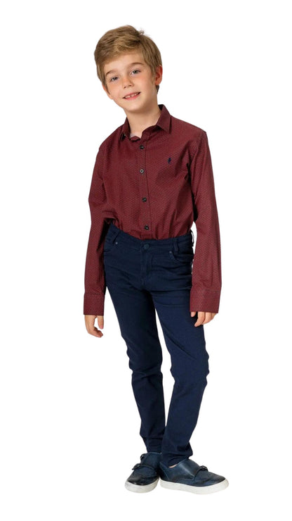 InCity Boys Tween 7-14 Years Brown Burgundy Long Sleeve Button-Down Fashion Holloway Dress Shirt InCity Boys & Girls