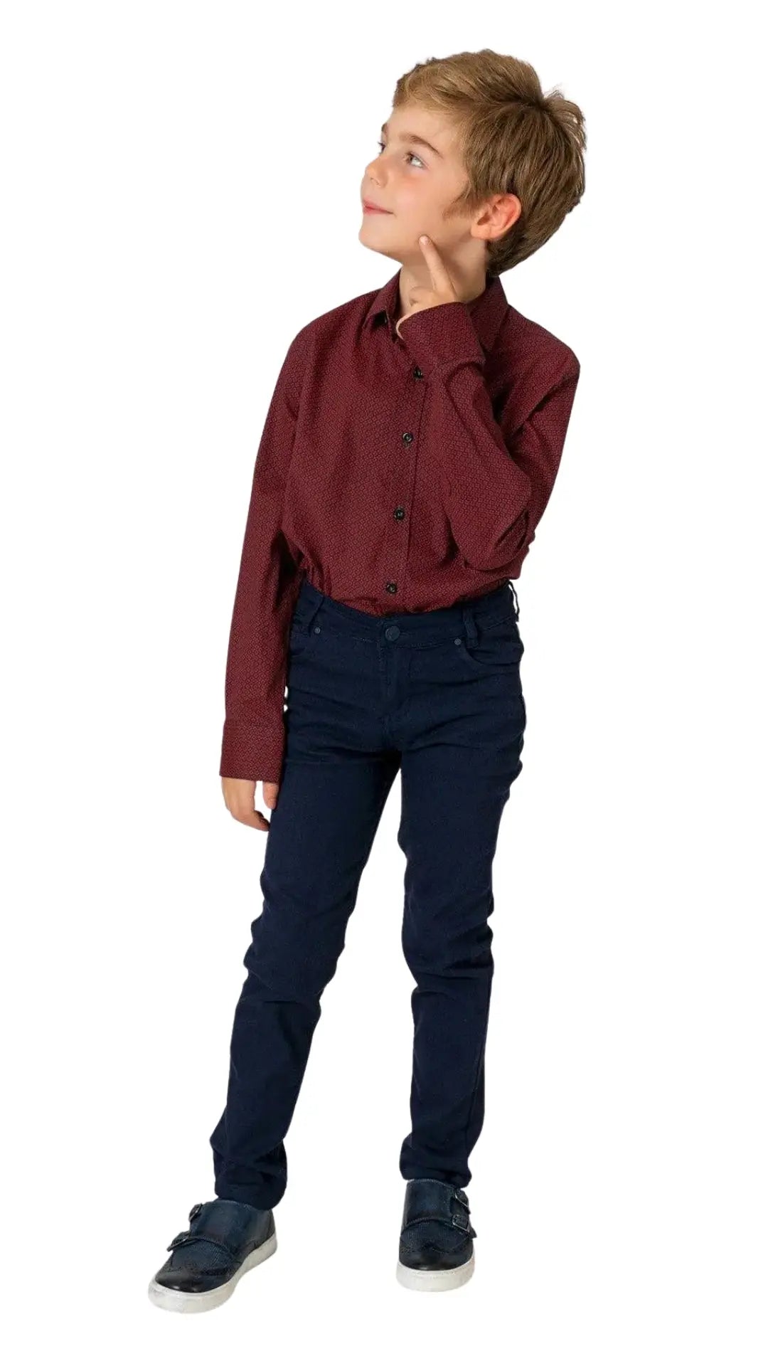 InCity Boys Tween 7-14 Years Brown Burgundy Long Sleeve Button-Down Fashion Holloway Dress Shirt InCity Boys & Girls