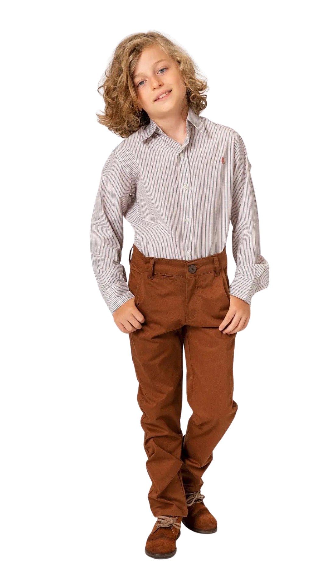InCity Boys Tween 7-14 Years Brown Gray Straight Leg Holly Dress Pants InCity Boys & Girls