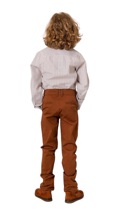 InCity Boys Tween 7-14 Years Brown Gray Straight Leg Holly Dress Pants InCity Boys & Girls