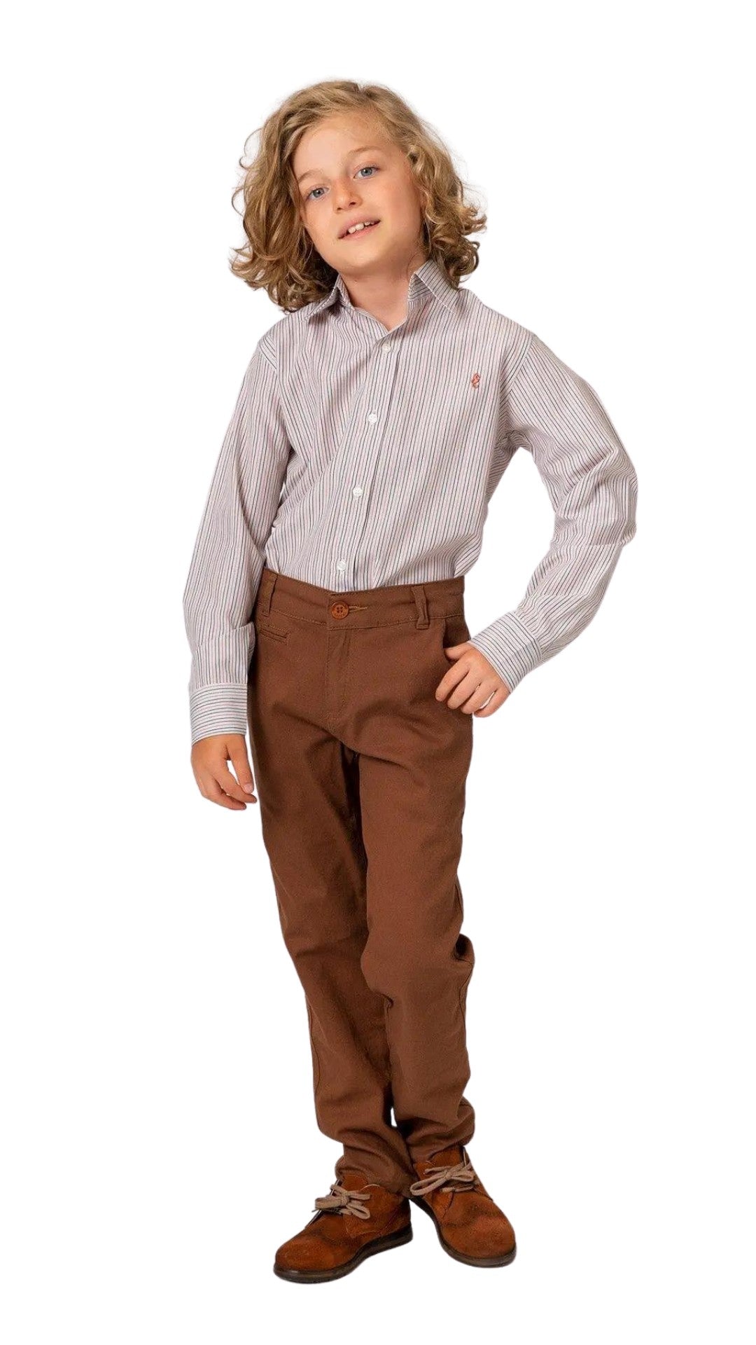 InCity Boys Tween 7-14 Years Brown Gray Straight Leg Holly Dress Pants InCity Boys & Girls