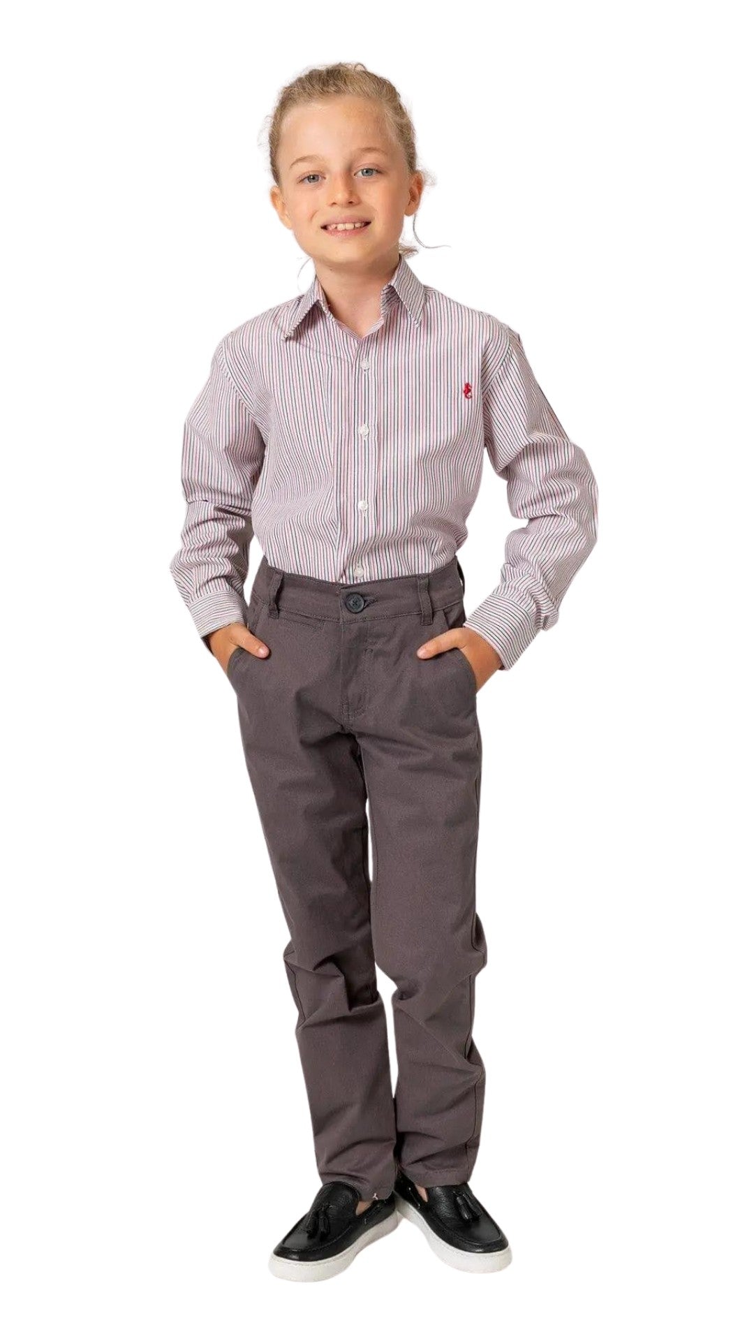 InCity Boys Tween 7-14 Years Brown Gray Straight Leg Holly Dress Pants InCity Boys & Girls