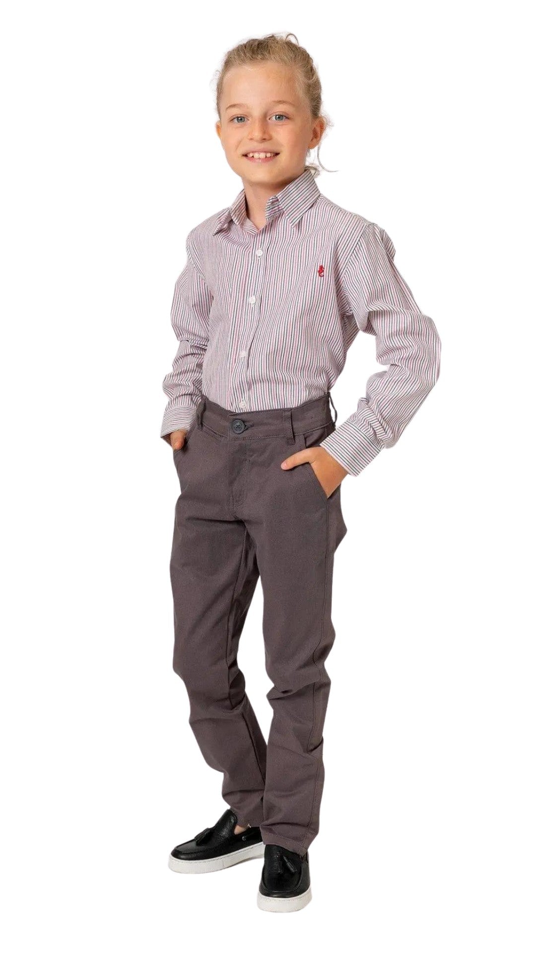 InCity Boys Tween 7-14 Years Brown Gray Straight Leg Holly Dress Pants InCity Boys & Girls