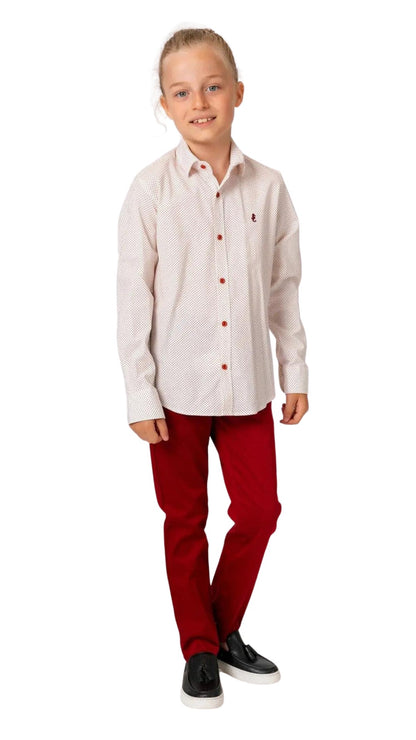 InCity Boys Tween 7-14 Years Burgundy Long Sleeve Button-Down Fashion Norwood Fashion Dress Shirt InCity Boys & Girls