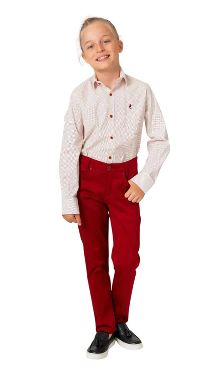 InCity Boys Tween 7-14 Years Burgundy Long Sleeve Button-Down Fashion Norwood Fashion Dress Shirt InCity Boys & Girls