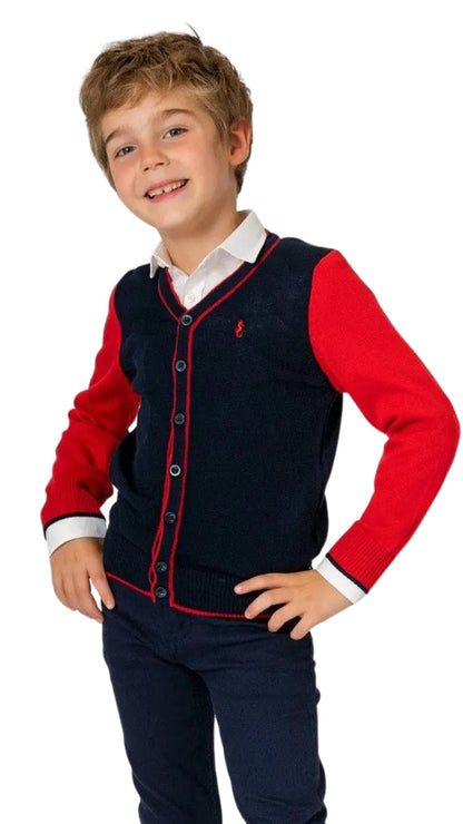 InCity Boys Tween 7-14 Years Button Double Color Fashion Lancaster Cardigan InCity Boys & Girls