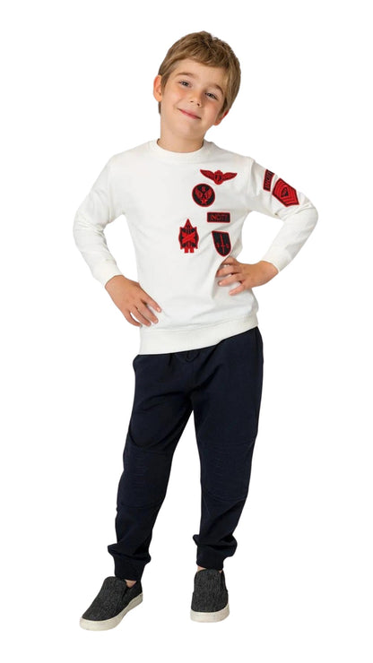 InCity Boys Tween 7-14 Years Casual White Red Cotton Long Sleeve Finsbury Fashion Sweatshirts InCity Boys & Girls