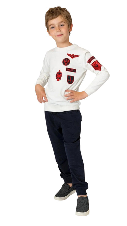 InCity Boys Tween 7-14 Years Casual White Red Cotton Long Sleeve Finsbury Fashion Sweatshirts InCity Boys & Girls