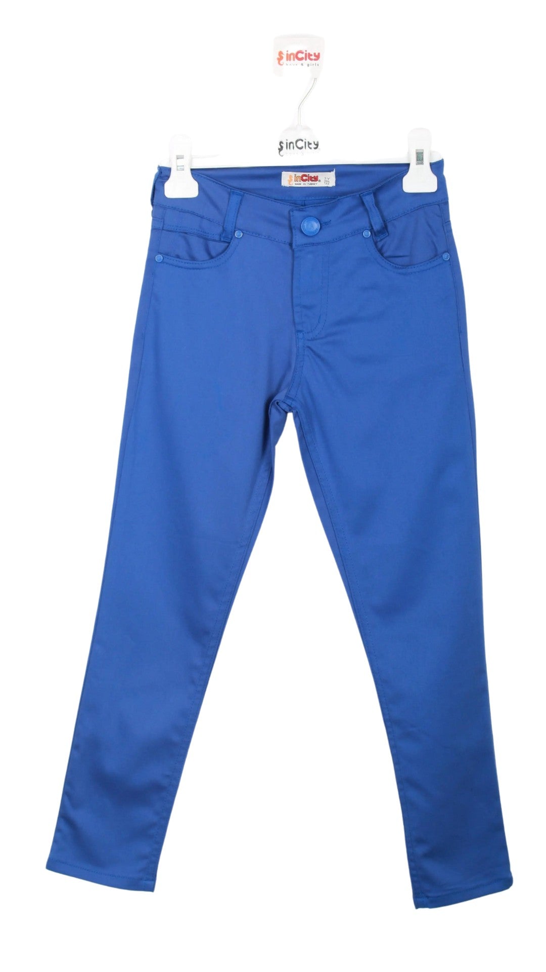 InCity Boys Tween 7-14 Years Mid-Rise Blue Cotton Plass Dress Pants InCity Boys & Girls
