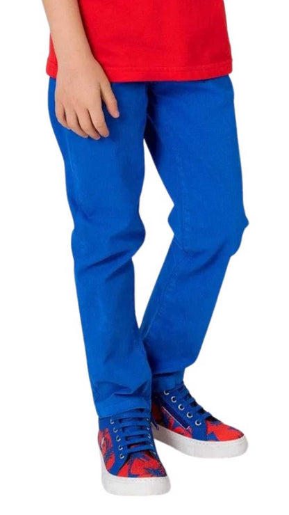 InCity Boys Tween 7-14 Years Mid-Rise Blue Cotton Plass Pants InCity Boys & Girls