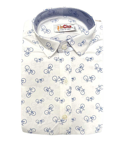 InCity Boys Tween 7-14 Years Orange Blue Long Sleeve Button-Down Fashion Pontoon Dress Shirt InCity Boys & Girls