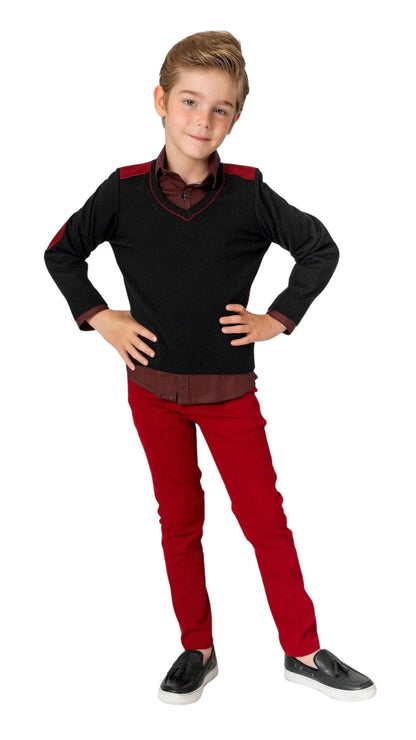 InCity Boys Tween 7-14 Years Regular Fit Boot Cut Burgundy Rodriges Dress Pants InCity Boys & Girls
