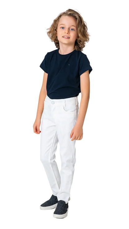 InCity Boys Tween 7-14 Years Regular Fit Cotton White Purga Pants InCity Boys Girls