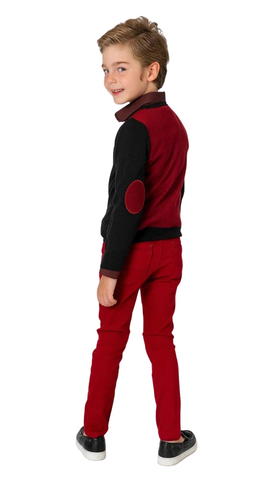 InCity Boys Tween 7-14 Years Regular Fit Navy Red Casual Long Sleeve V-Neck Cotton Stanmore Sweater InCity Boys & Girls