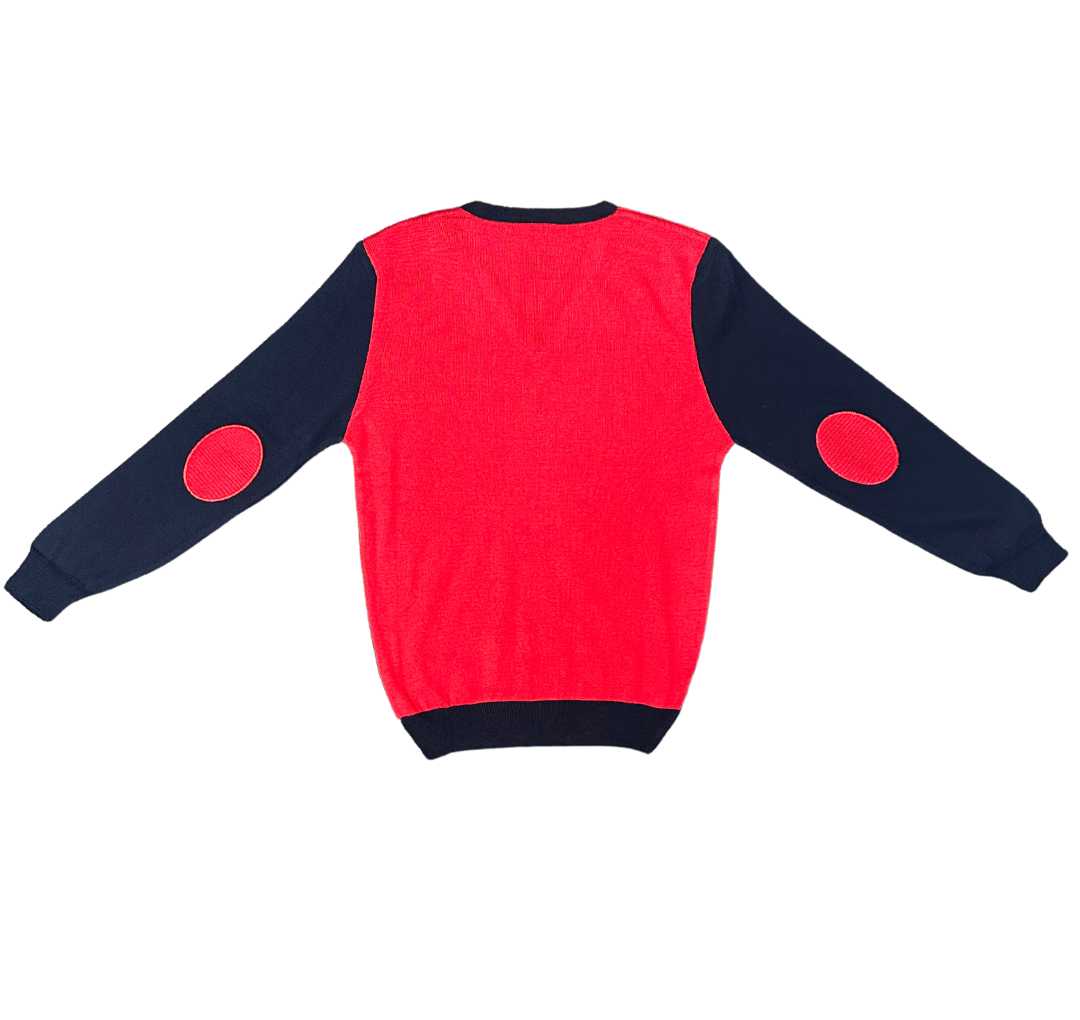 InCity Boys Tween 7-14 Years Regular Fit Navy Red Casual Long Sleeve V-Neck Cotton Stanmore Sweater InCity Boys & Girls