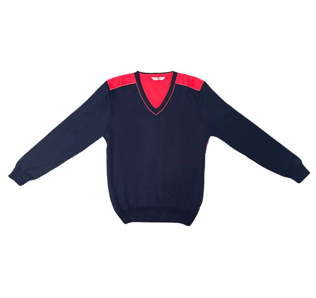 InCity Boys Tween 7-14 Years Regular Fit Navy Red Casual Long Sleeve V-Neck Cotton Stanmore Sweater InCity Boys & Girls