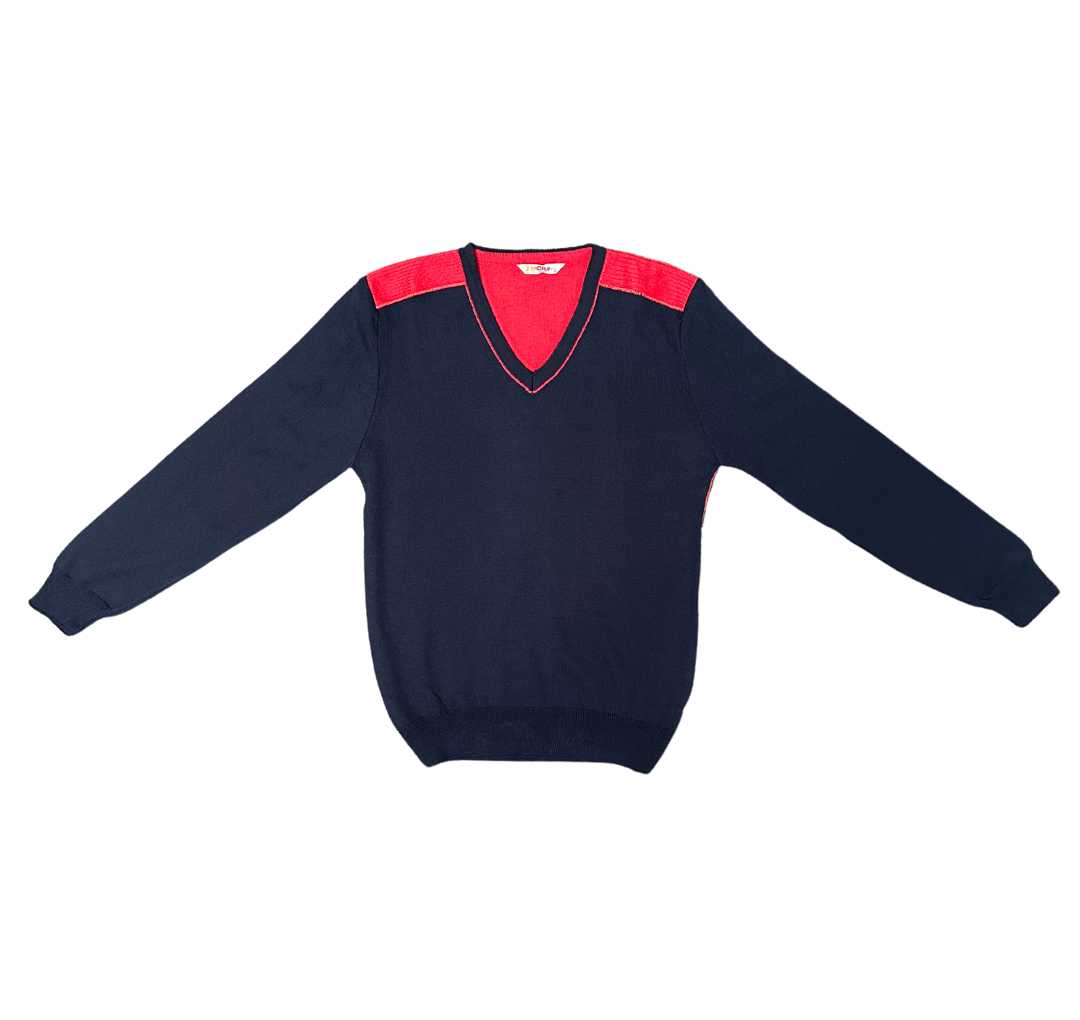 InCity Boys Tween 7-14 Years Regular Fit Navy Red Casual Long Sleeve V-Neck Cotton Stanmore Sweater InCity Boys & Girls