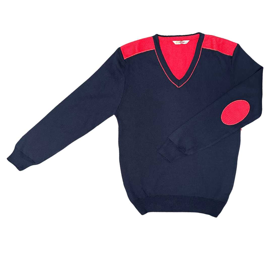 InCity Boys Tween 7-14 Years Regular Fit Navy Red Casual Long Sleeve V-Neck Cotton Stanmore Sweater InCity Boys & Girls