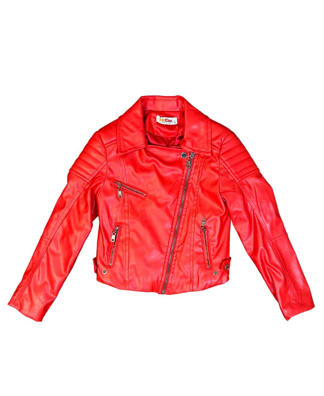 InCity Girls 1-14 years Toddler Tween 3 Pocket Red Leather Zip Up Jacket InCity Boys Girls