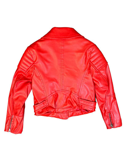 InCity Girls 1-14 years Toddler Tween 3 Pocket Red Leather Zip Up Jacket InCity Boys Girls