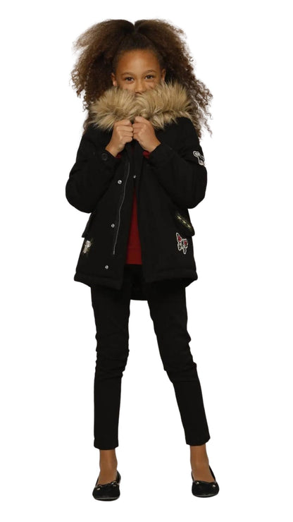 InCity Girls 7-14 Years Tween Faux Fur Attachable Hood Fashion Grange Coat InCity Boys & Girls