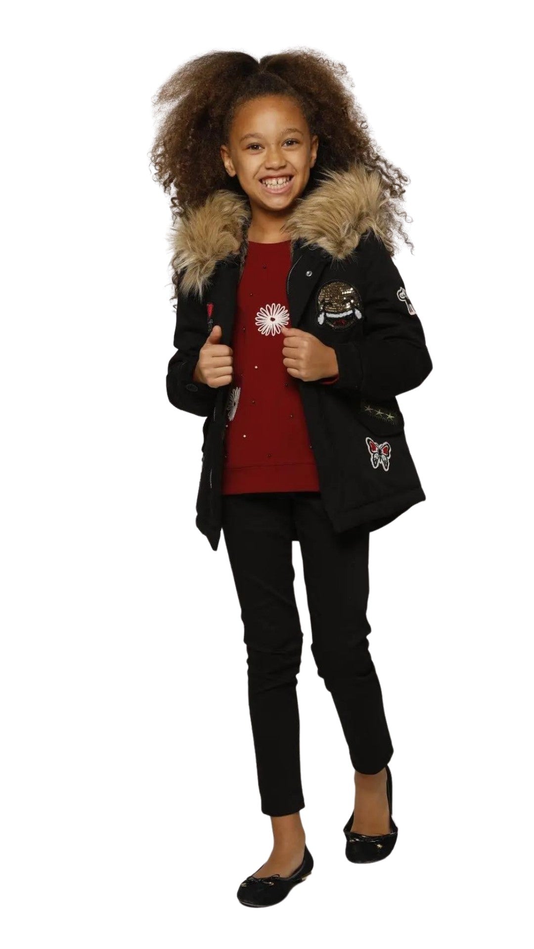 InCity Girls 7-14 Years Tween Faux Fur Attachable Hood Fashion Grange Coat InCity Boys & Girls