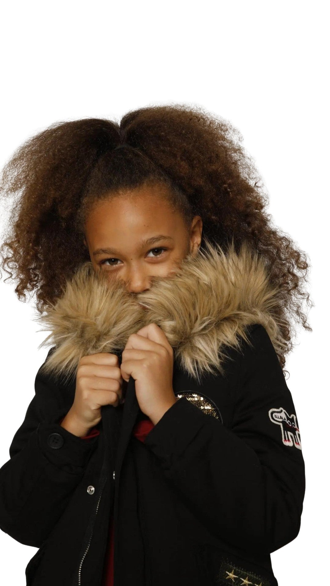 InCity Girls 7-14 Years Tween Faux Fur Attachable Hood Fashion Grange Coat InCity Boys & Girls