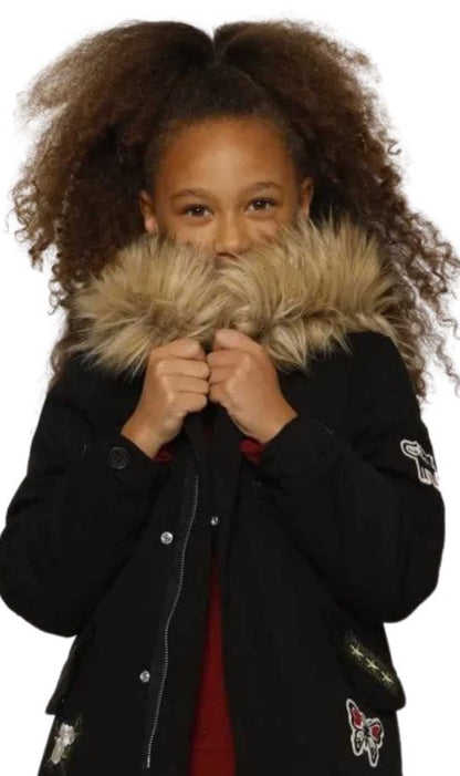 InCity Girls 7-14 Years Tween Full Zipper Faux Fur Attachable Hood Fashion Jacket Grange Coat InCity Boys & Girls