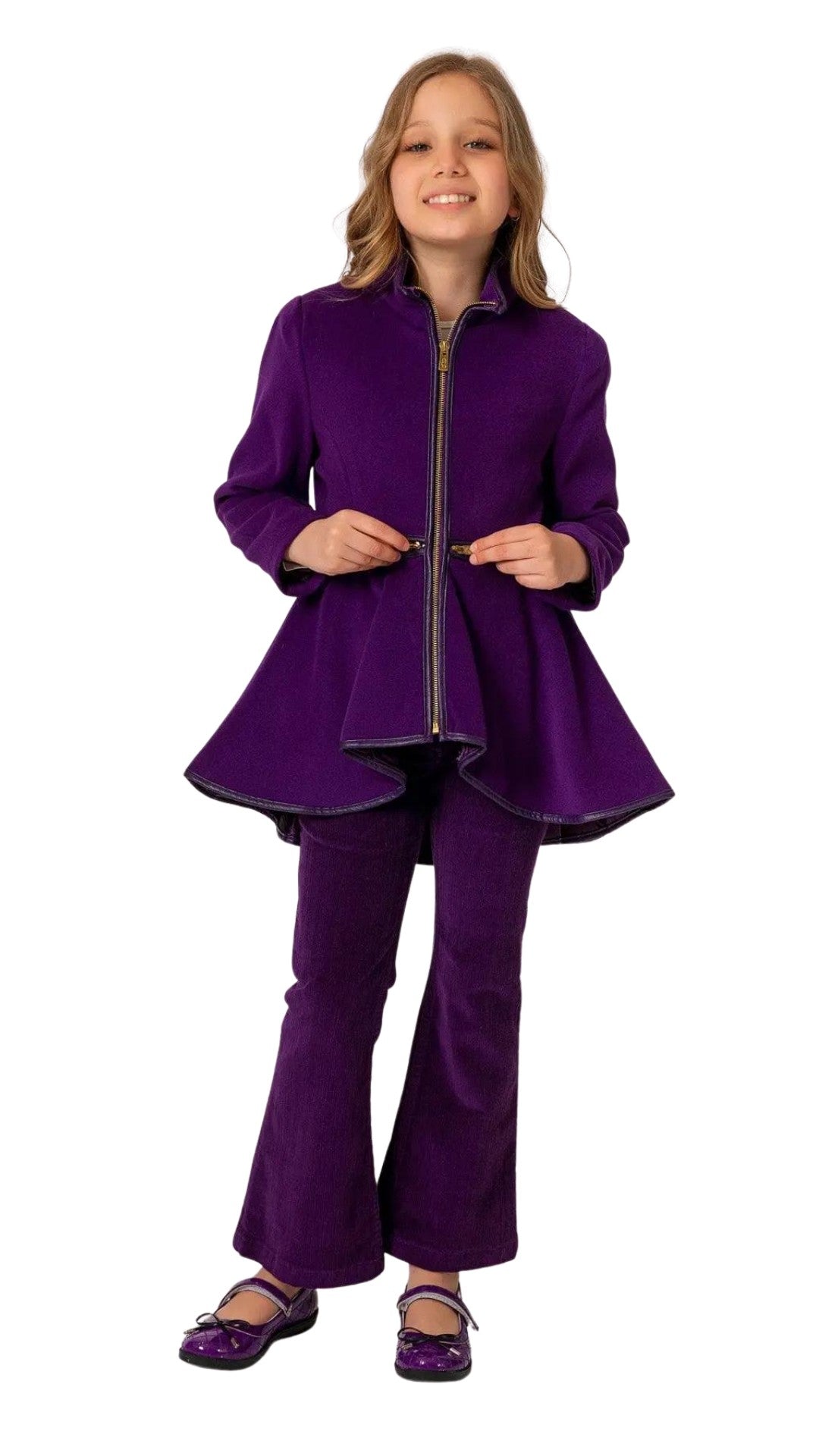 InCity Girls 7-14 Years Tween Purple Full Zipper Fashion Ferra Coat with Skirt Bottom InCity Boys & Girls