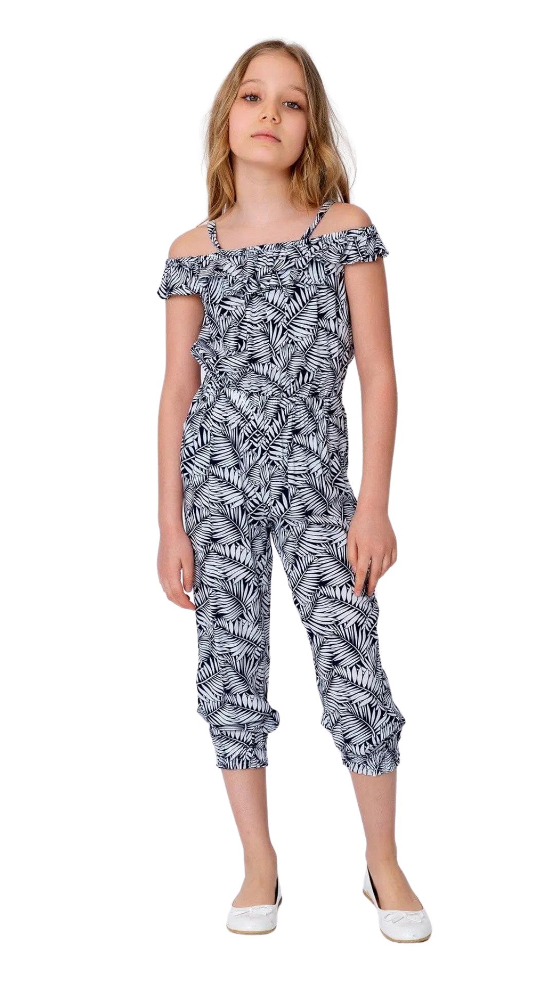 InCity Girls Toddler Tween 1-14 Years Off-Shoulder Jumpsuit Printed Zoe Fashion Romper InCity Boys & Girls