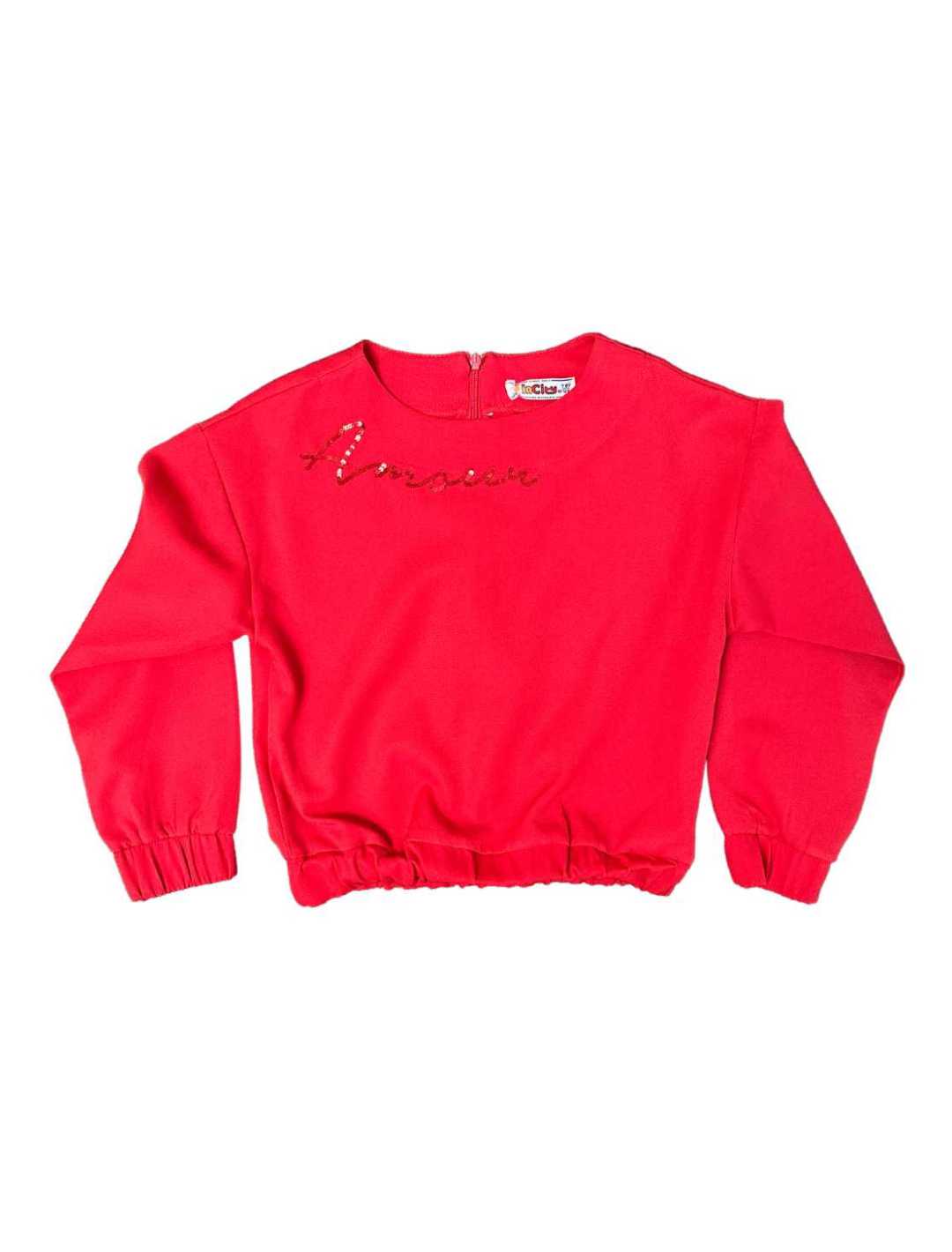 InCity Girls Toddler Tween 1-14 Years Regular Fit Red Casual Long Sleeve Christmas Holiday Amour Sweatshirt InCity Boys Girls