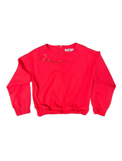 InCity Girls Toddler Tween 1-14 Years Regular Fit Red Casual Long Sleeve Christmas Holiday Amour Sweatshirt InCity Boys Girls
