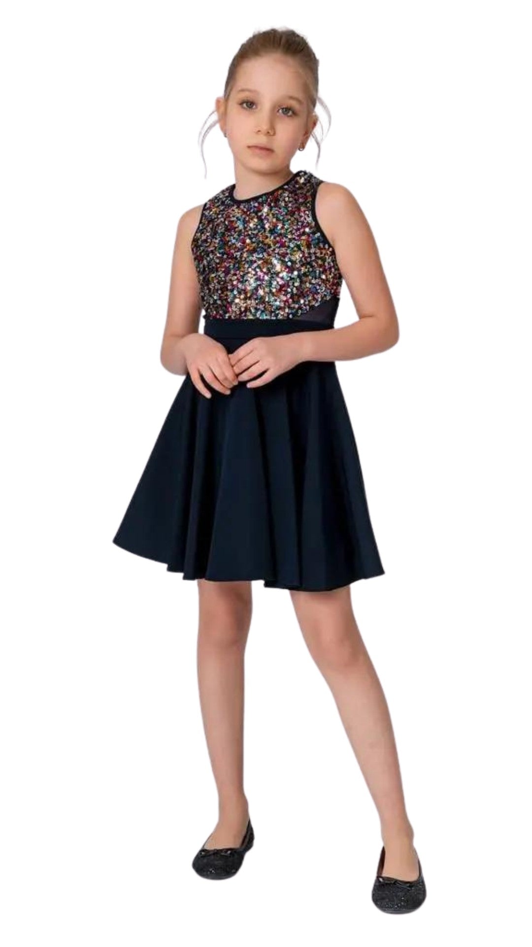 InCity Girls Toddler Tween 1-14 Years Sleeveless Round Neckline & Back Zip Closure Sequin Lanade Party Dress InCity Boys & Girls