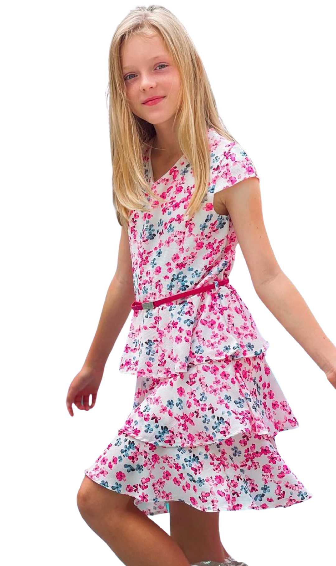 InCity Girls Tween 1-14 Years Toddler Tween Tiered Printed Fashion Pales Dress InCity Boys & Girls