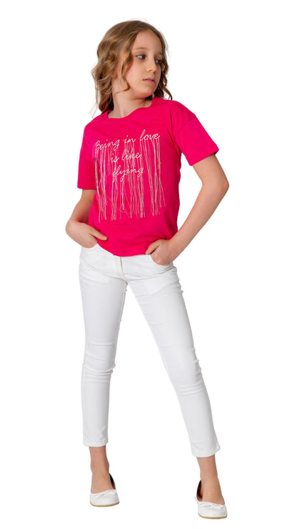 InCity Girls Tween 7-14 Everyday Casual Comfy Short Sleeve Doors T-shirt InCity Boys & Girls