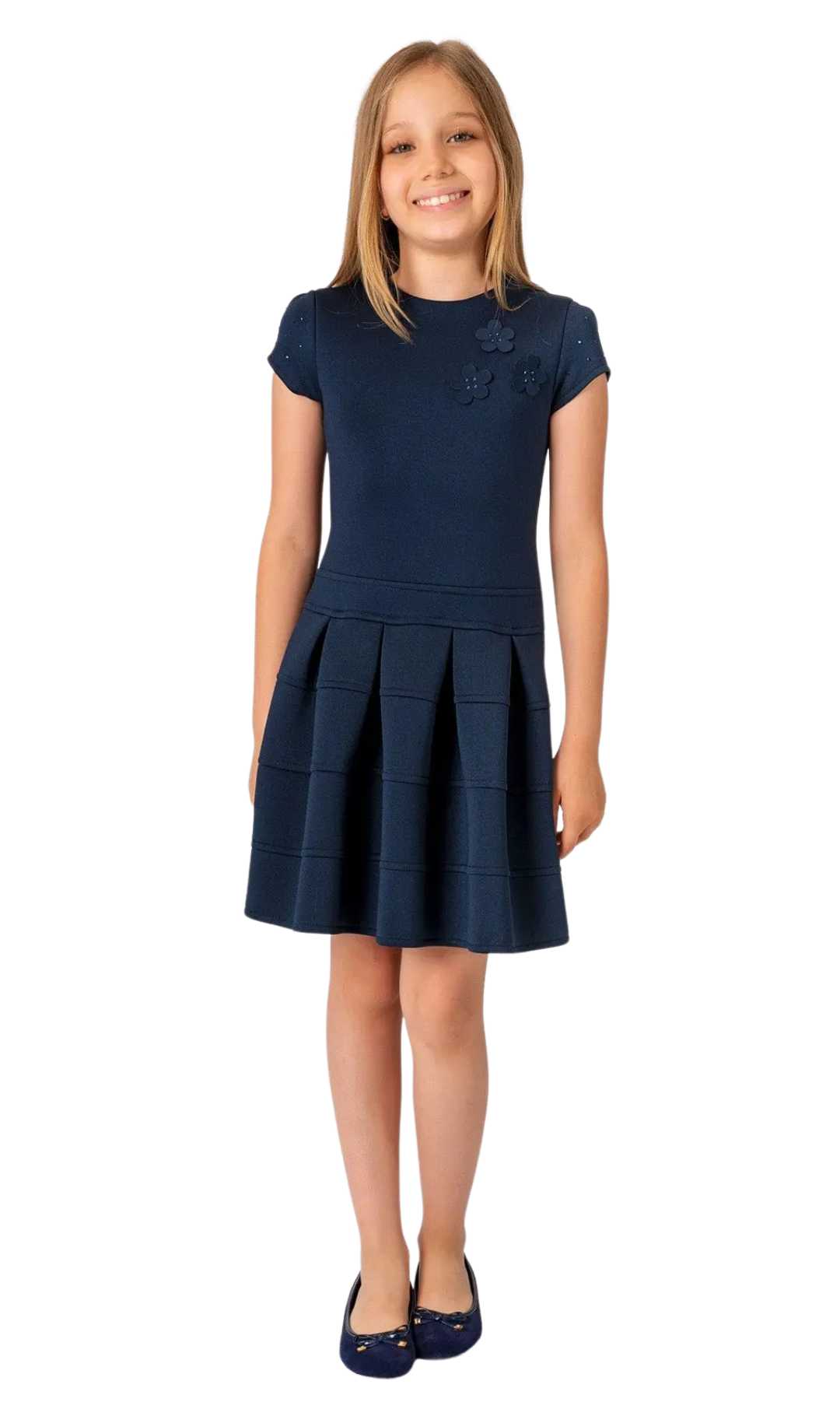 InCity Girls Tween 7-14 Navy Red Casual Short Sleeve Round Neck Mitcham Party Dress InCity Boys & Girls