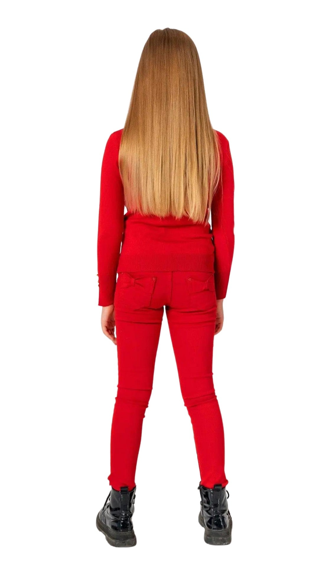 InCity Girls Tween 7-14 Years Red Black Turtle Neck Solid Long Sleeve Shelby Sweater InCity Boys & Girls