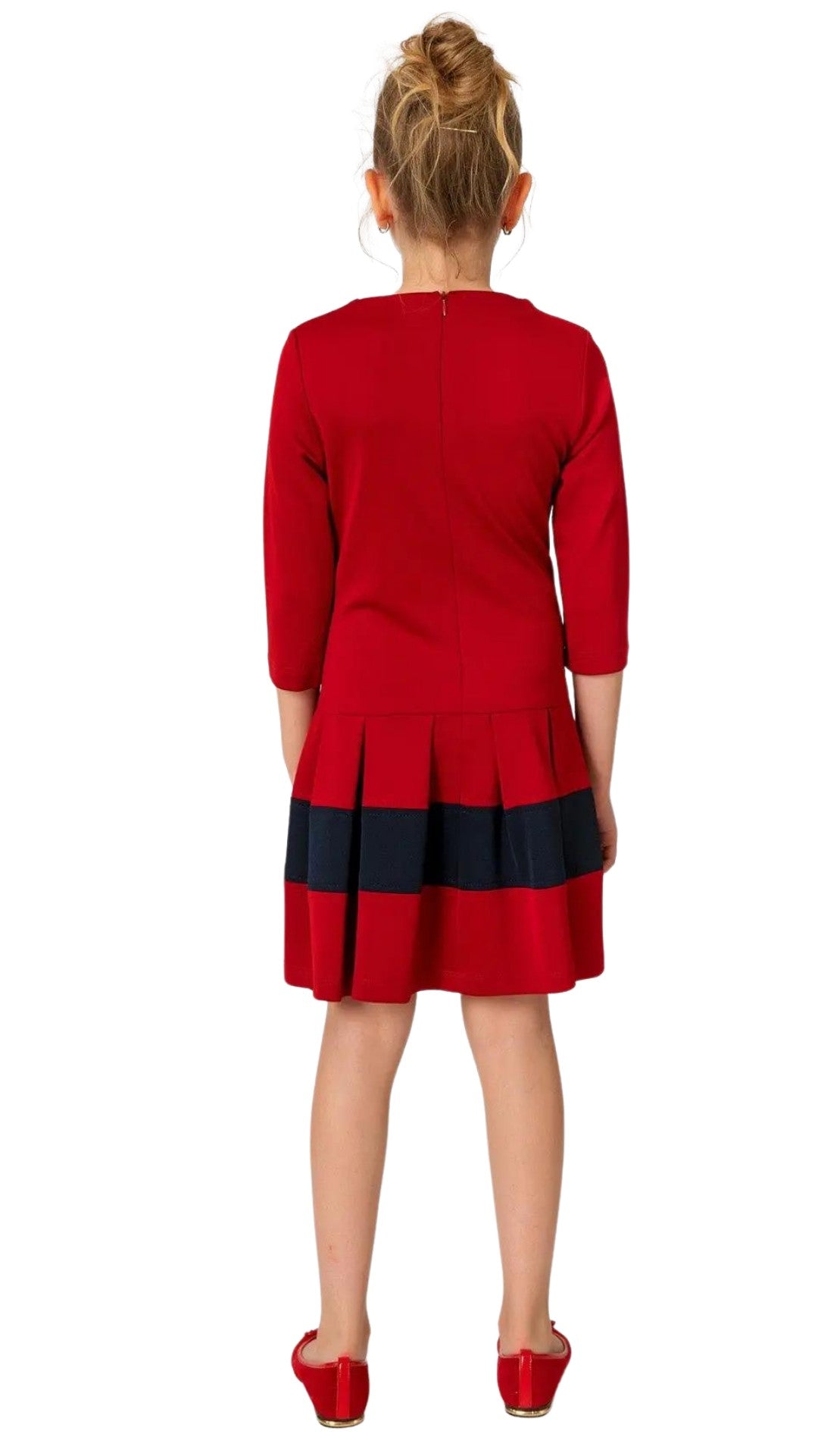InCity Girls Tween 7-14 Years Red Blue Round Neck 3/4 Sleeve Fashion Blaze Dress InCity Boys & Girls