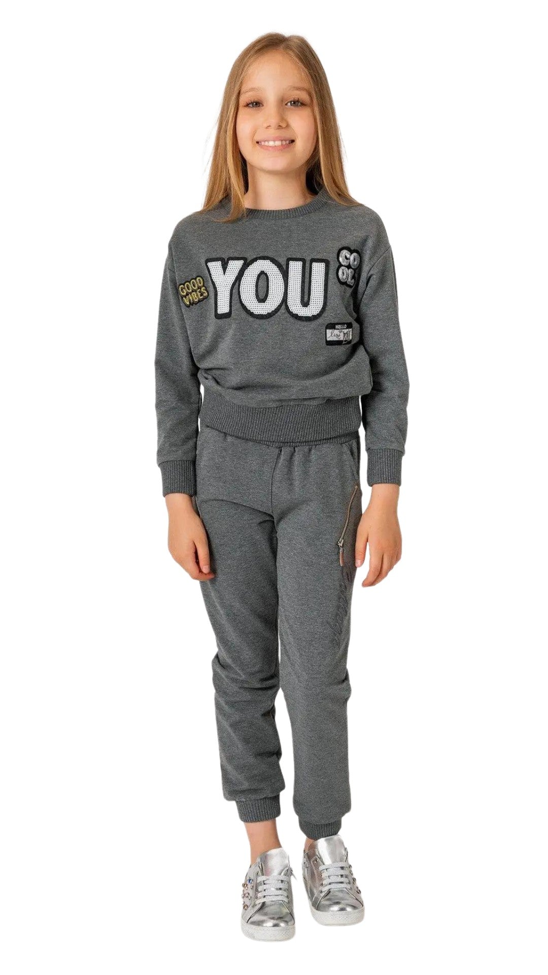 InCity Girls Tween 7-14 Years Regular Fit Gray Casual Long Sleeve Comfy Long Sweatshirt InCity Boys & Girls