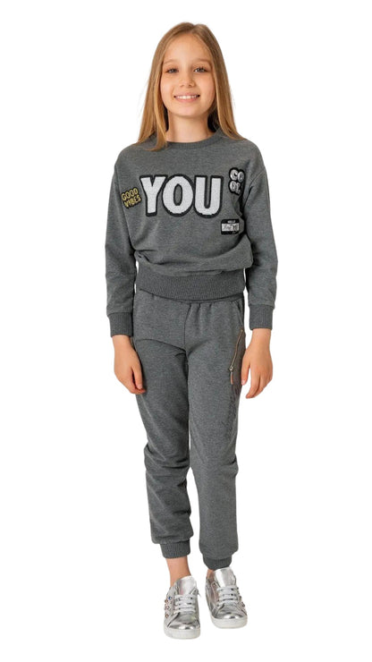 InCity Girls Tween 7-14 Years Regular Fit Gray Casual Long Sleeve Comfy Long Sweatshirt InCity Boys & Girls